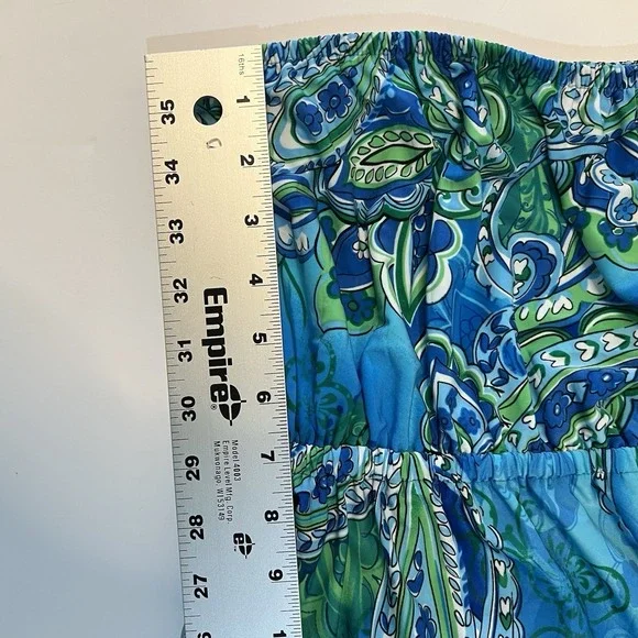 Cristina Love Blue Green Paisley Strapless High-Low Maxi Dress Womens XL - Picture 8 of 10